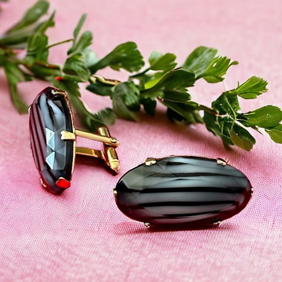 Stunning Pair of SWANK Vintage Gray & Black Cufflinks - Picture 1 of 10